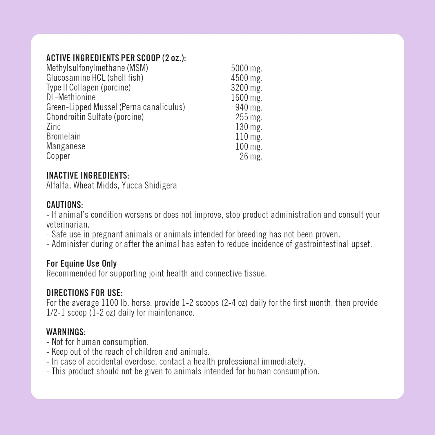 Formula 707 Joint 6in1 Equine Supplement 5 lb Bag - Support for Joint Integrity and Inflammatory Response in Horses - Green-Lipped Mussel, MSM, Glucosamine, Chondroitin & Collagen