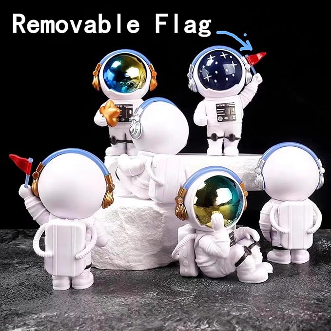 Gradient Astronaut Figurines, Space Theme Statues Cake Toppers Shelf Room Nursery Home Decor