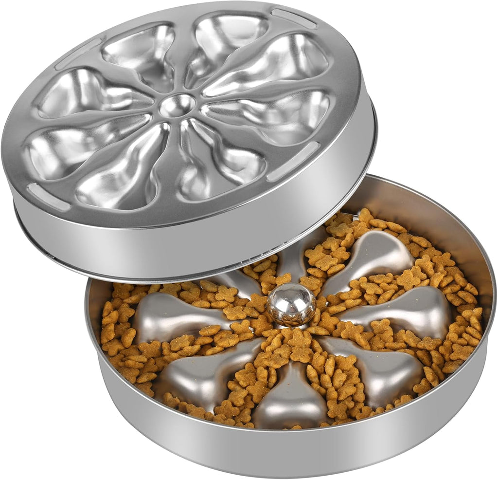 Slow Feeder Dog Bowl – Stainless Steel Non-Slip Metal Bowl for Slow Feeding, 5 Cups Large Capacity, Double-Sided Design for Dry, Wet, or Raw Food, Ideal for Small, Medium, Large Dogs