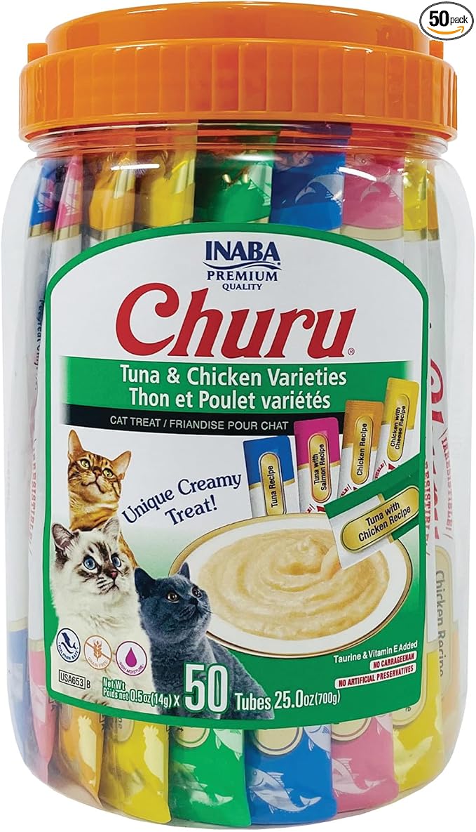 INABA Churu Cat Treats, Squeezable Creamy Purée Cat Treat by INABA