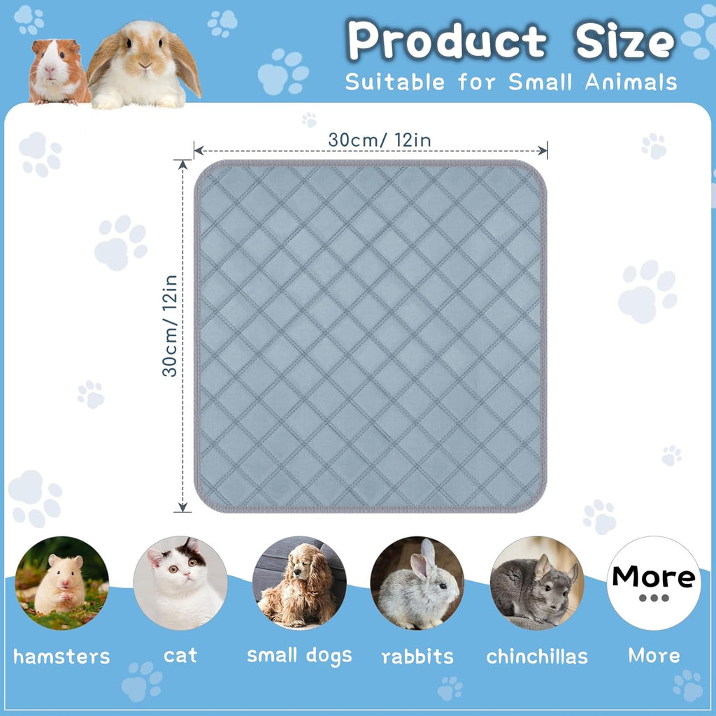 6 Packs Washable Guinea Pig Cage Liners, Waterproof Guinea Pig Pee Pads Reusable Absorbent Bedding Anti Slip Mats for Small Animals Bunny Rabbit Hamster (12 x 12in)