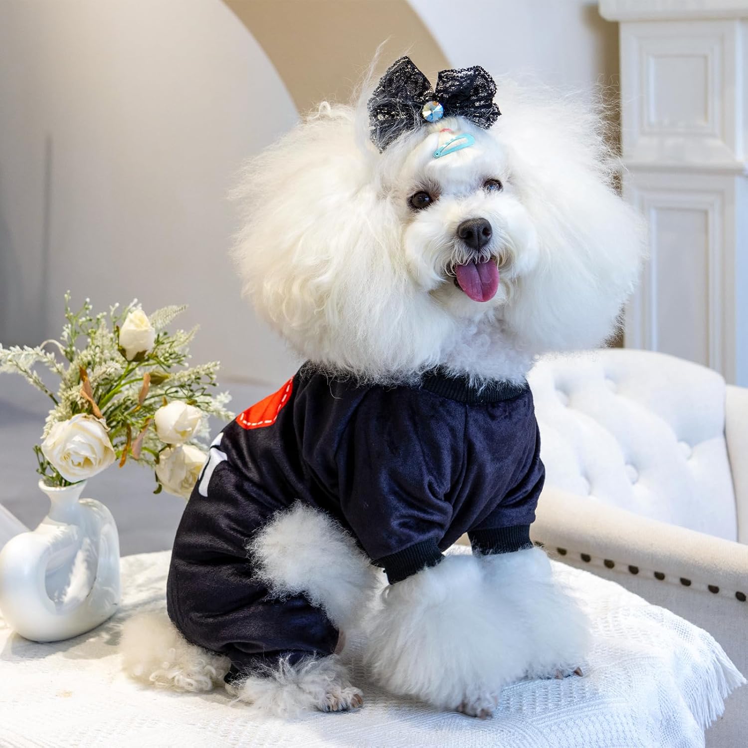 CuteBone Dog Halloween Pajamas Puppy Onesies Small Dogs Soft Pjs Coat Cat Apparel Comfy Pet Christmas Clothes Outfit Doggie Bodysuit P297L