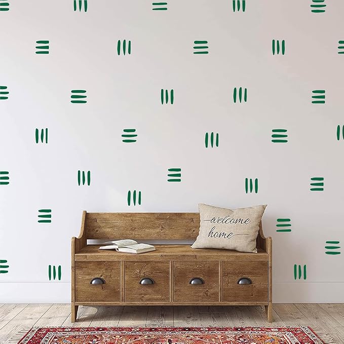 120pcs Modern Line Wall Stickers Boho Nursery Kids Living Room Scandinavian Home Décor Self-Adhesive Murals Vinyo DIY Gift YT5037 (Green)