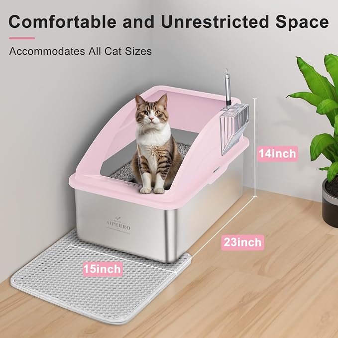 Stainless Steel Litter Box | XXL Deepened 8" Design Enclosed Box - Image 5