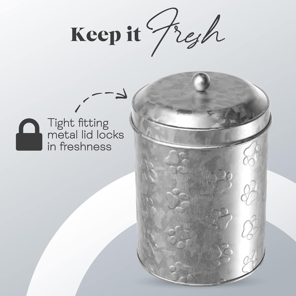 Amici Home Puppy Paws Galvanized Metal Food Canister (7CDI070)