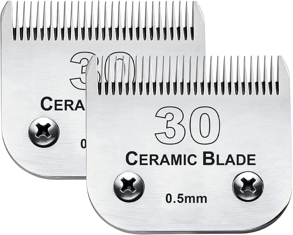 2Pack 30 Blade Dog Grooming Clipper Blades Compatible with Andis/Wahl/Oster Dog Clippers,Detachable Stainless Steel Blade,Size-30, 1/50-Inch Cut Length (64260)