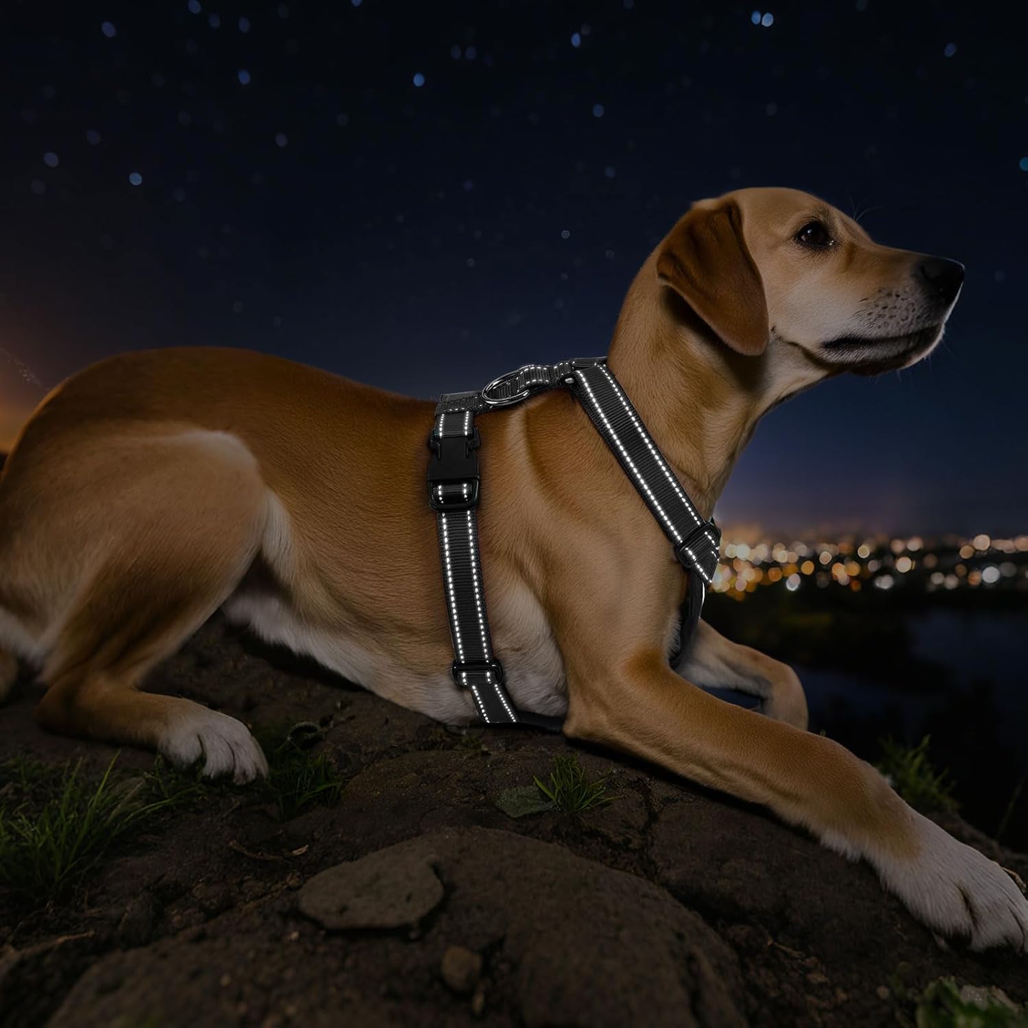 Dog Seat Belt Harness for Car, Dog Car Harness Adjustable Mesh Breathable & Dogs Seatbelt Safety Tether with Elastic Bungee for Small Medium Large Pets(Carbon Black, S)