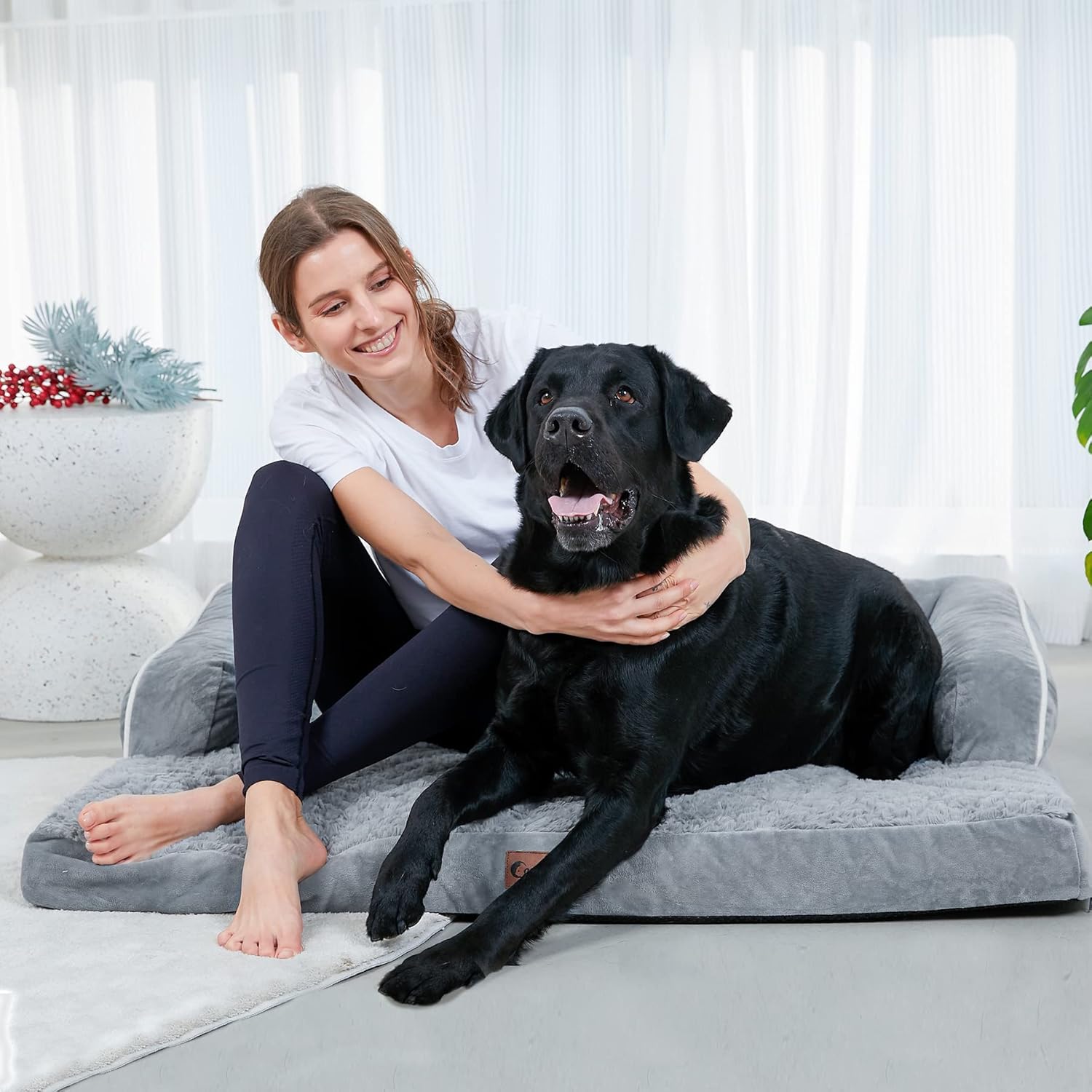 XXL Dog Bed with Bolsters, Orthopedic Dog Beds for Extra Large Dogs, Waterproof Dogs Beds XLarge with Removable Washable Cover, Nonskid Bottom (XX-Large, Grey)
