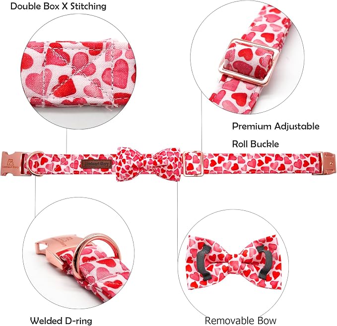 Lionheart glory Dog Bow Collar Valentine's Day Dog Collar - Image 2