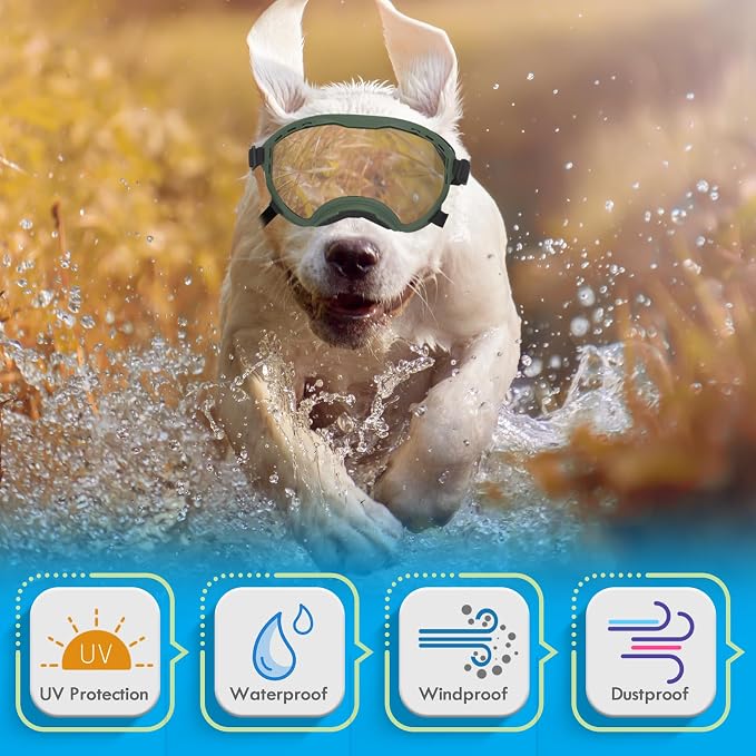 Dog Goggles for Large Dogs, UV Wind Dust Fog Protection, Soft Frame Adjustable - Image 4