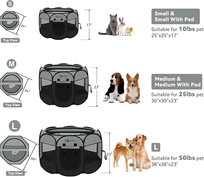 Siedihit Playpen for Middle Dog Cat, Dogs Tent Crate Cage Indoor/Outdoor - Image 2