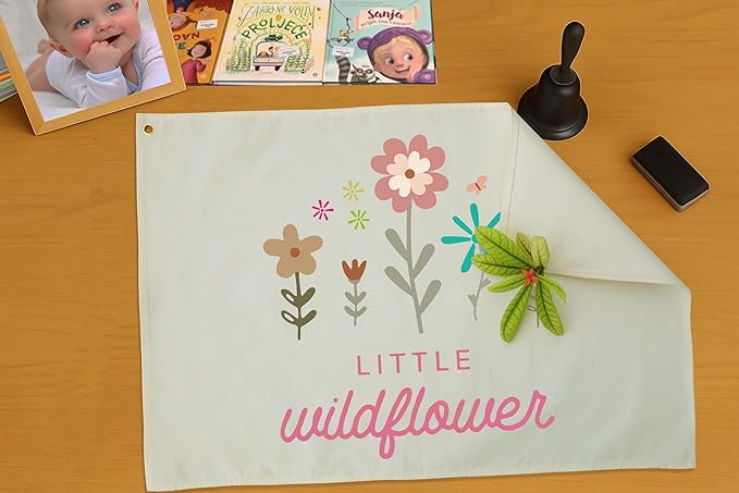 Nursery Wall Decor-Hanging Rectangular Canvas Banner Flag Poster Wall Decoration for Baby Kids Girl Boy Teen,Nursery Bedroom Playroom Decor,Baby Shower Christmas Gift Little Wildflower 28.5"L×20"W