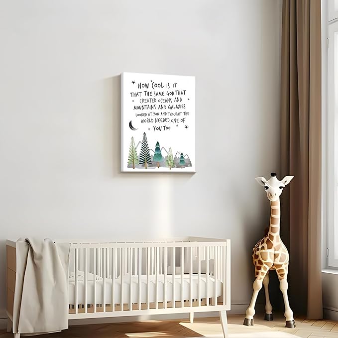 Dytila Christian Nursery Wall Art - Mountain Pictures Baby Boy Nursery Decor, Inspirational Religious Decor, Toddler Boy Room Decor, Faith Paintings, Christening Gifts for Boys 12x16 Inch