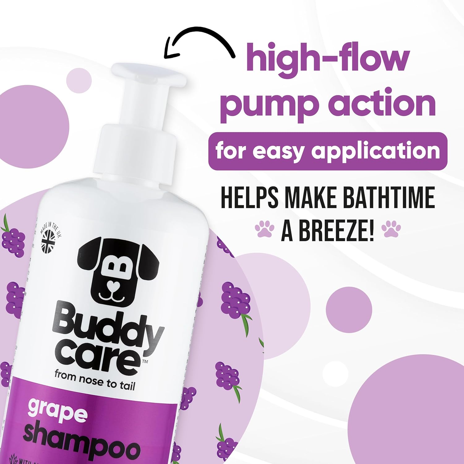 Grape Dog Shampoo by Buddycare | with Aloe Vera and Pro Vitamin B5 (50.72oz)