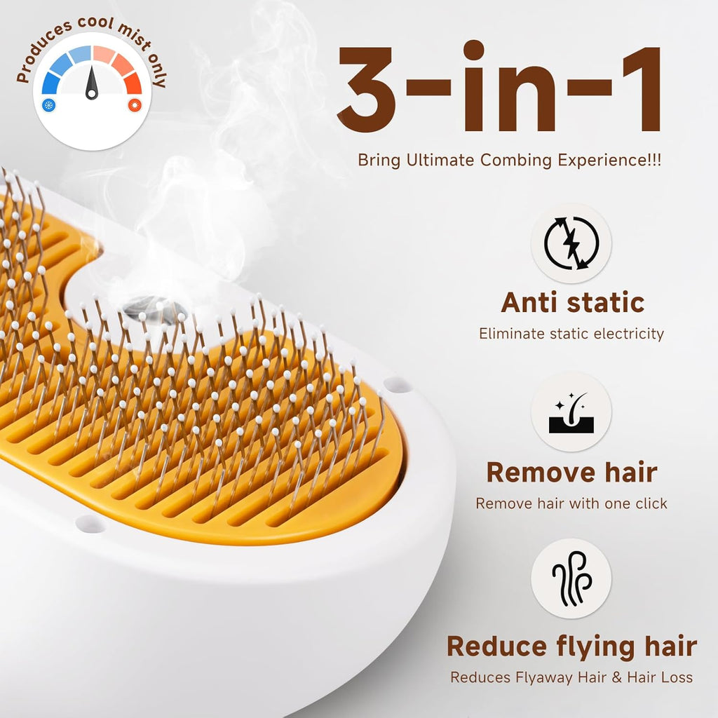 3-in-1 Pet Steam Brush Set for Dogs & Cats, Grooming Comb with Spray, Defur Tool, Water-Free Shampoo, Bath Gloves,Bath Brush, Tooth & Ear Brush, Towel (11PCS)