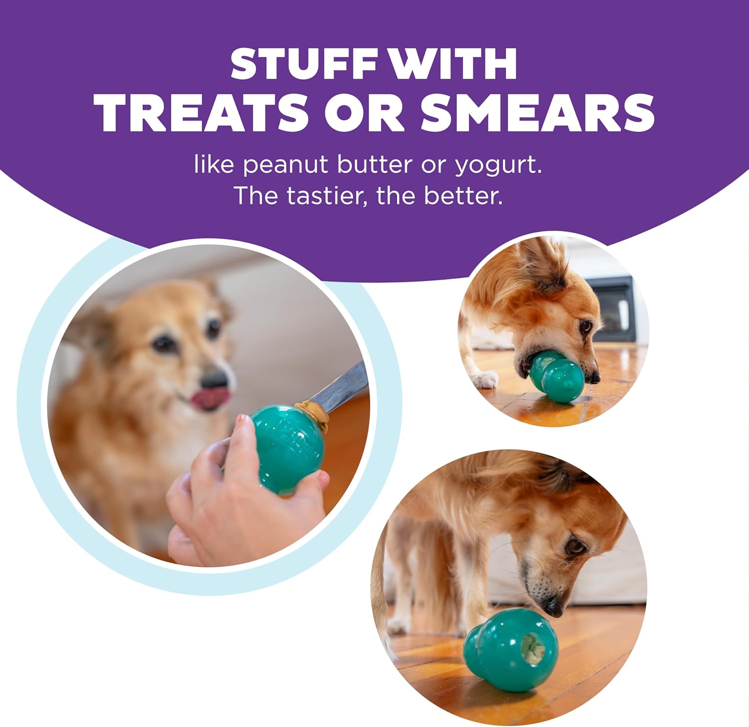 Outward Hound by Planet Dog Double-Tuff Interactive Treat-Dispensing Dog Toy, Medium, Blue