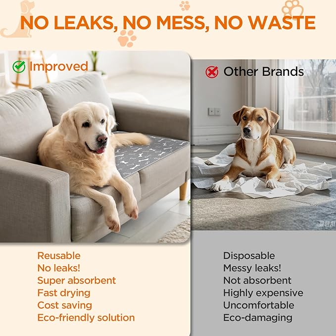 Washable Pee Pads for Dogs Large 48" x 48" 2-Pack Reusable Puppy Pads Pet - Image 6
