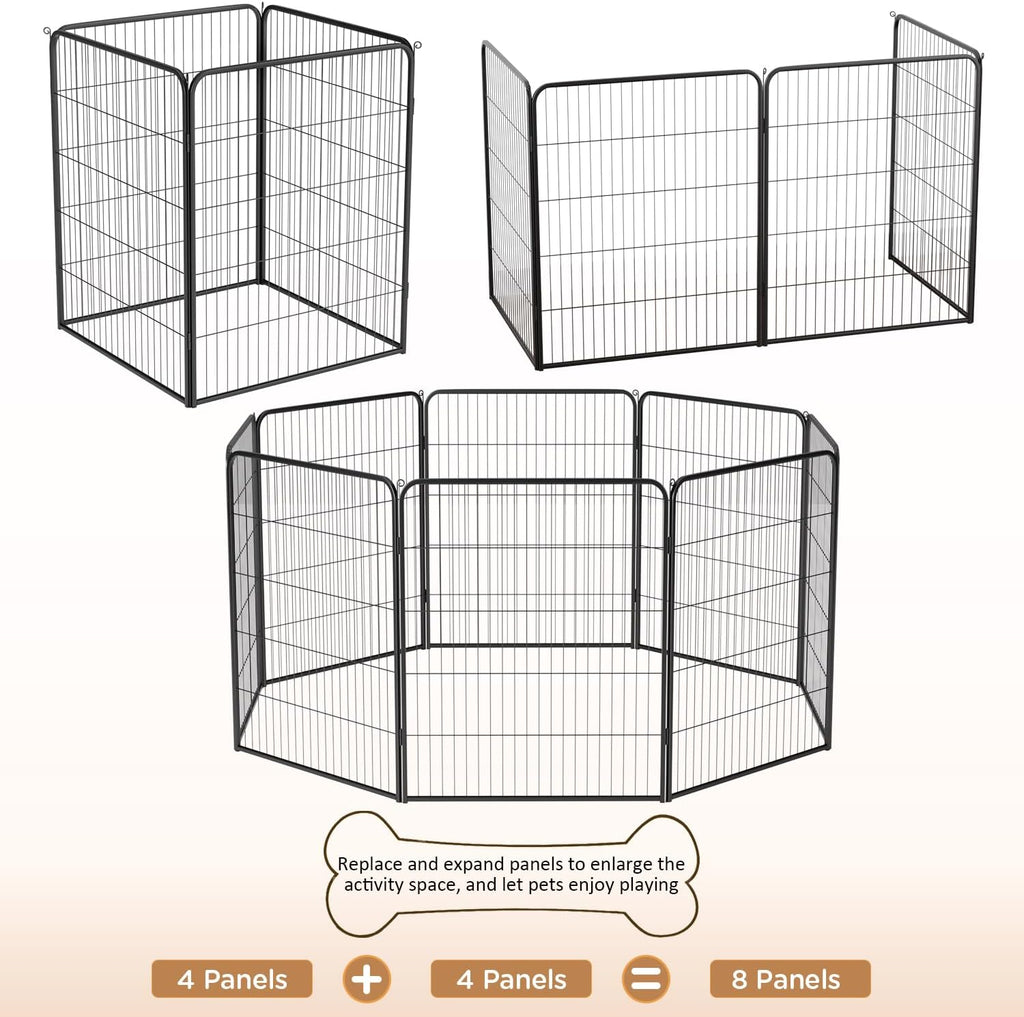 BestPet Dog Playpen Indoor 40 inch 4 Panels Metal Dog Pen Pet Dog Fence Outdoor Exercise Pen with Doors,Pet Puppy Playpen for RV Camping Yard, Black