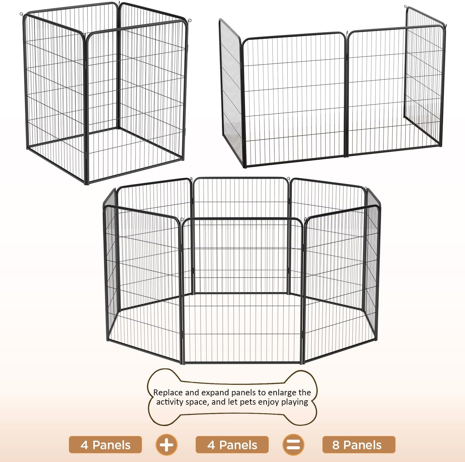 BestPet Dog Playpen Indoor 40 inch 4 Panels Metal Dog Pen Pet Dog Fence Outdoor Exercise Pen with Doors,Pet Puppy Playpen for RV Camping Yard, Black