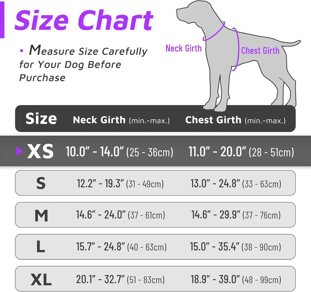Eagloo Small Dog Harness No Pull, Service Vest with Reflective Strips and Control Handle, Adjustable and Comfortable for Easy Walking, No Choke Pet Harness with 2 Metal Rings, Purple, XS