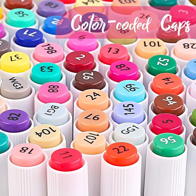 Taotree Alcohol Markers, 101 Colors Artist Markers Pens Set, Dual Tips Chisel & Fine Sketch Art Markers, Art Supplies Kit for Kids Adult Coloring Book, Painting, Drawing, Blending and Sketching