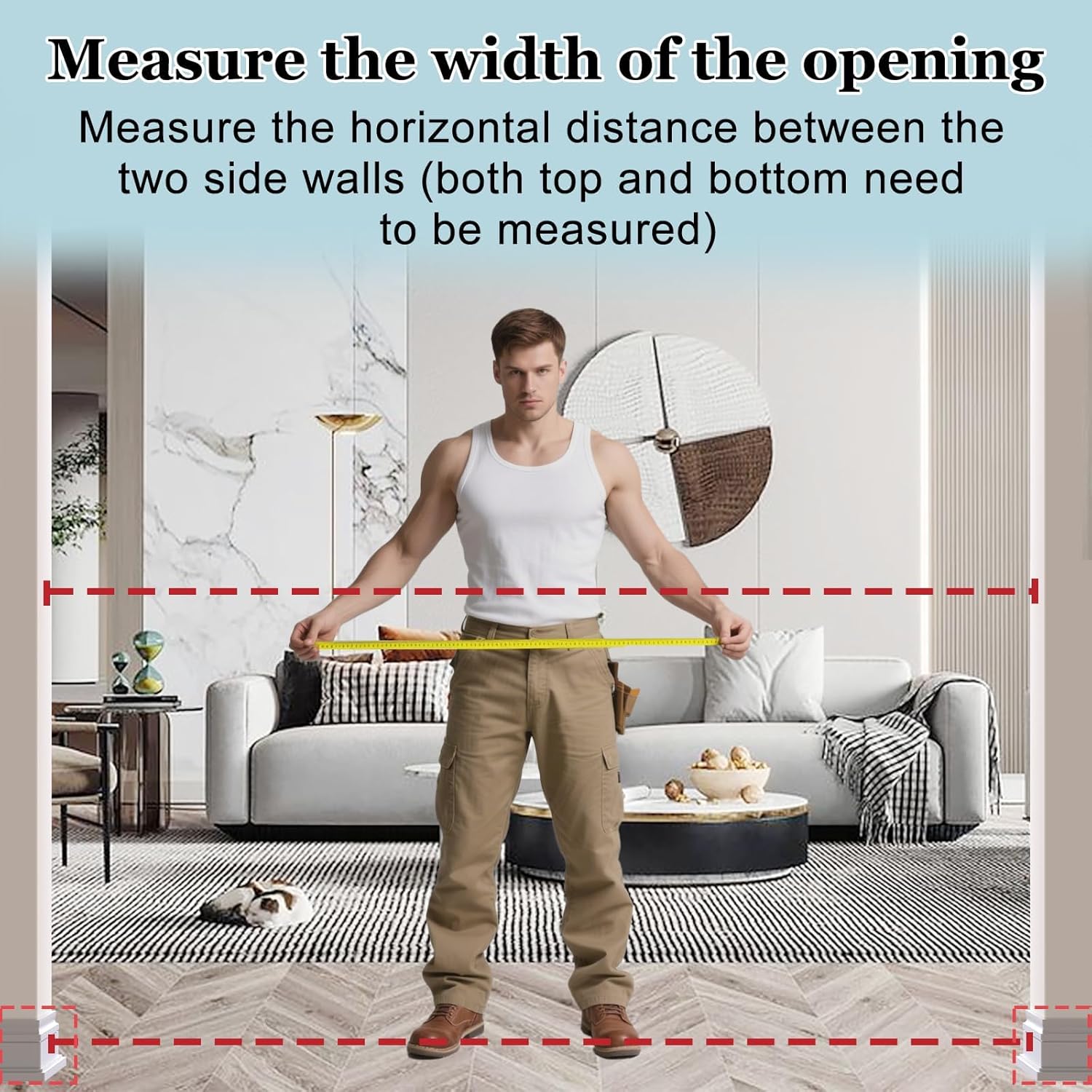 WAOWAO Triple Lock Baby Gate Extra Wide 72.04-76.77" Pressure Mounted Walk Through Swing Auto Close Safety White Metal Dog Pet Puppy for Stairs,Doorways,Kitchen