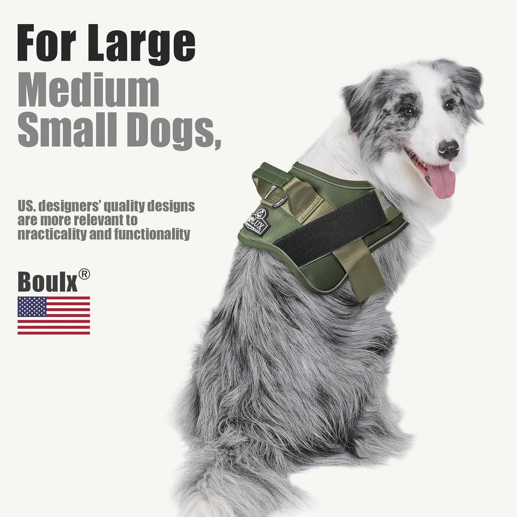 Bolux Dog Harness, No-Pull Reflective Dog Vest, Breathable Adjustable Pet Harness with Handle for Outdoor Walking - No More Pulling, Tugging or Choking