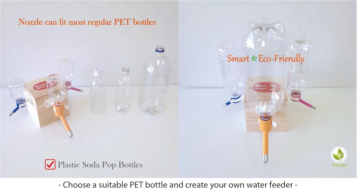 Choco Nose Patented No-Drip Dog Water Bottle/Feeder for Dogs/Cats and Other Small-Medium Sized Animals - for Cages, Crates or Wall Mount. 10.2 Oz. Mess Free Leak-Proof Nozzle 16mm, Orange (C590)