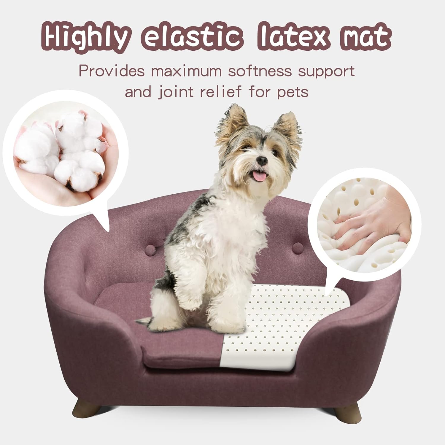 SHAVI Pet Sofa Dog Couch for Small Pet Dog and Cats, Low Back Lounging Bed with Velvet Modern Cat Couch Easy-to-Clean(Pink)