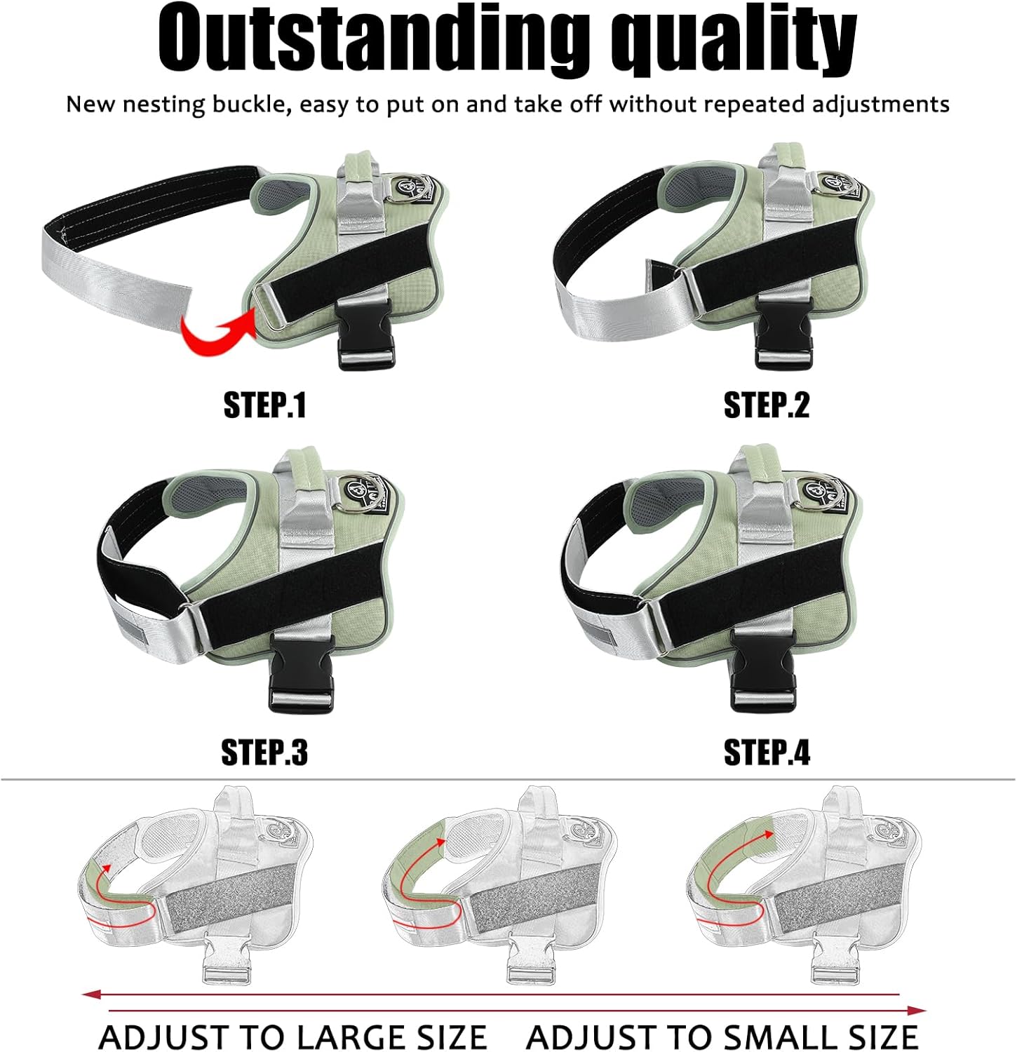 Bolux Dog Harness, No-Pull Reflective Dog Vest, Breathable Adjustable Pet Harness with Handle for Outdoor Walking - No More Pulling, Tugging or Choking