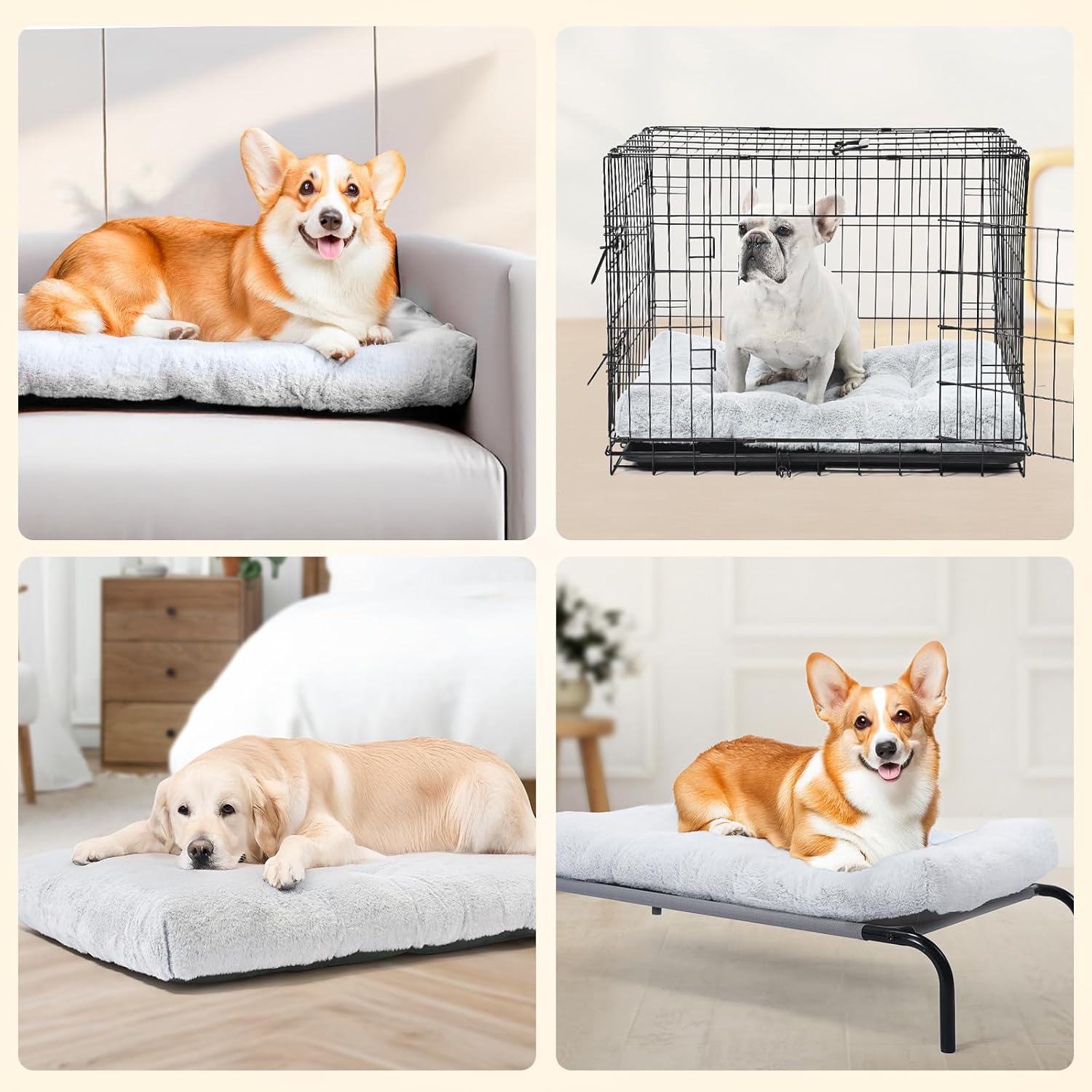 Amazon Basics Medium Dog Bed for Crate, Washable Medium Dog Mat for Pet Kennel, Anti-Slip, Cama para Perros, 36x23x3.5 Inches