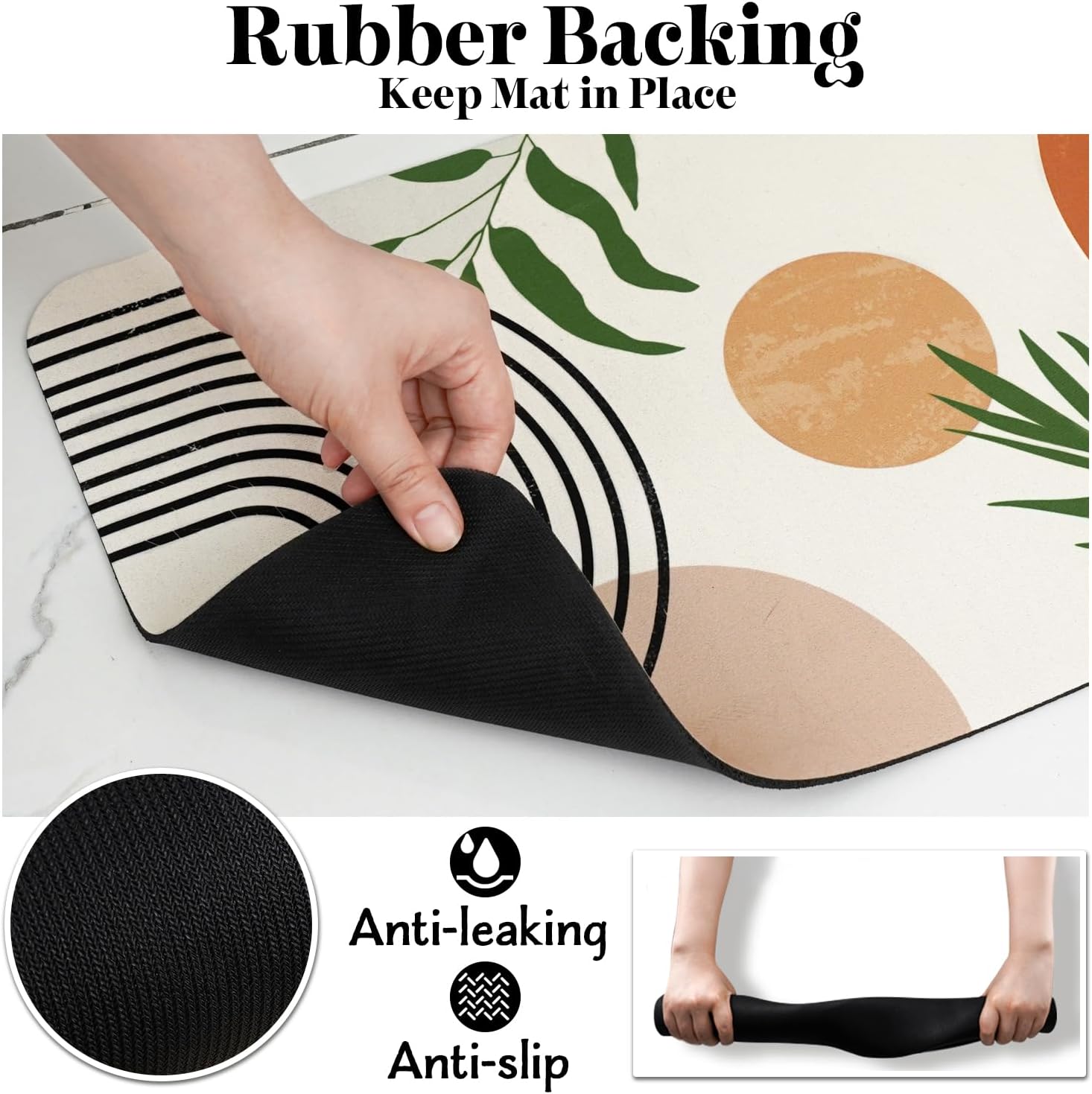 Dog Food Mats for Floors Super Absorbent, Pet Cat Food Mat - Non Slip Dog Bowl Mats for Food and Water, Eco-Friendly Boho Dog Placemats Feeding Mat