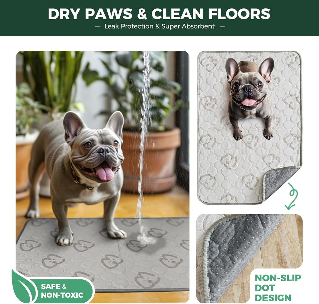 FXW Washable Pee Pads for Dogs, Puppy Pads with Super Absorbent, Specifically Designed for Potty Training, 70" × 30" Rectangle, Khaki, 2 Packs