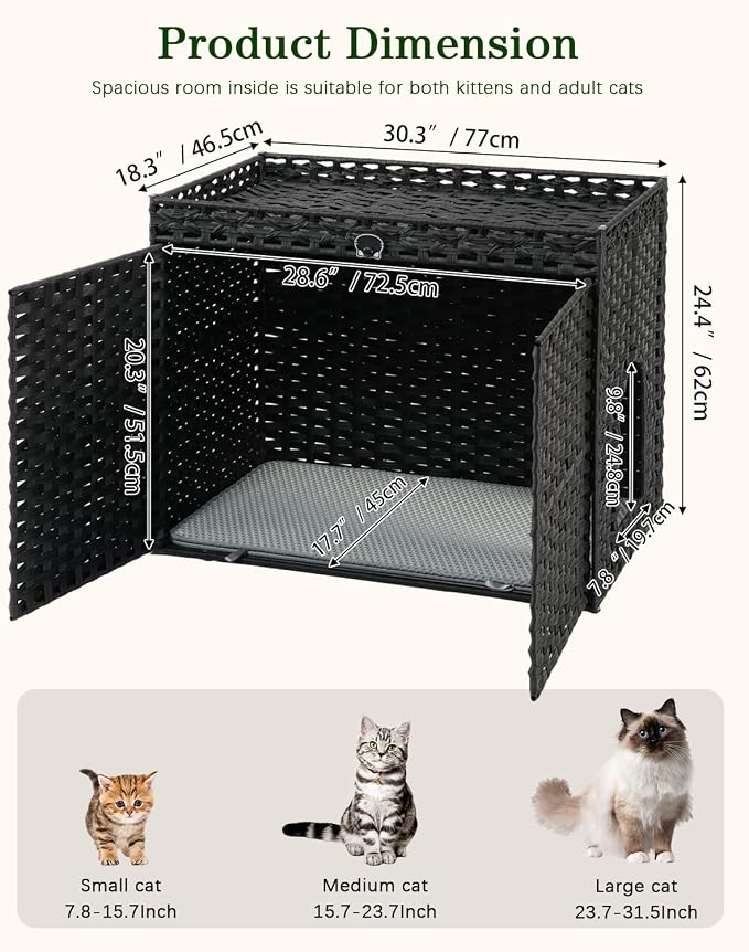 SETVSON Cat Litter Box Enclosure Furniture, Hidden Litter Box, Cat Litter Box - Image 5