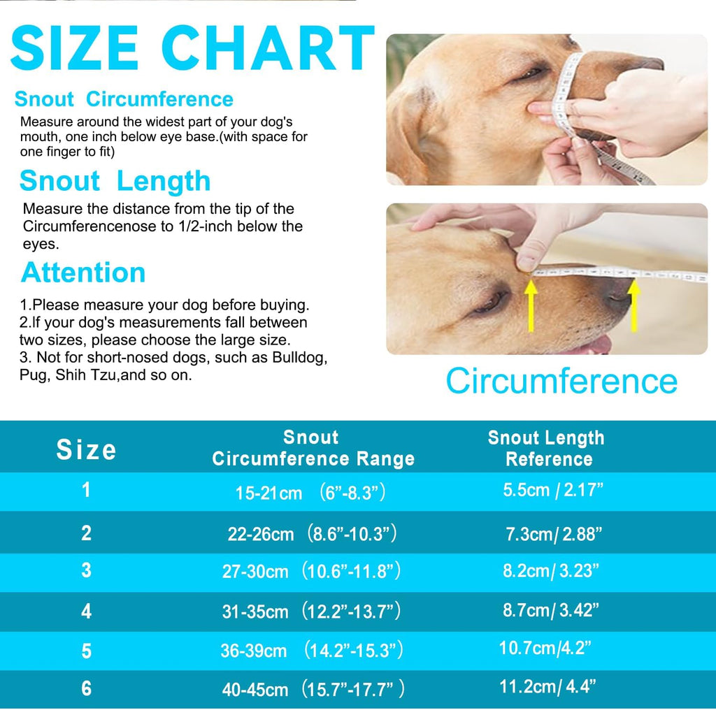 Dog Muzzle, OKKIC Basket Muzzle Anti Biting Chewing, Sturdy Lightweight Muzzle Allows Panting Drinking,Muzzle for Small Medium Large Dogs, Suitable for Grooming Trimming Training (Black, Size6)