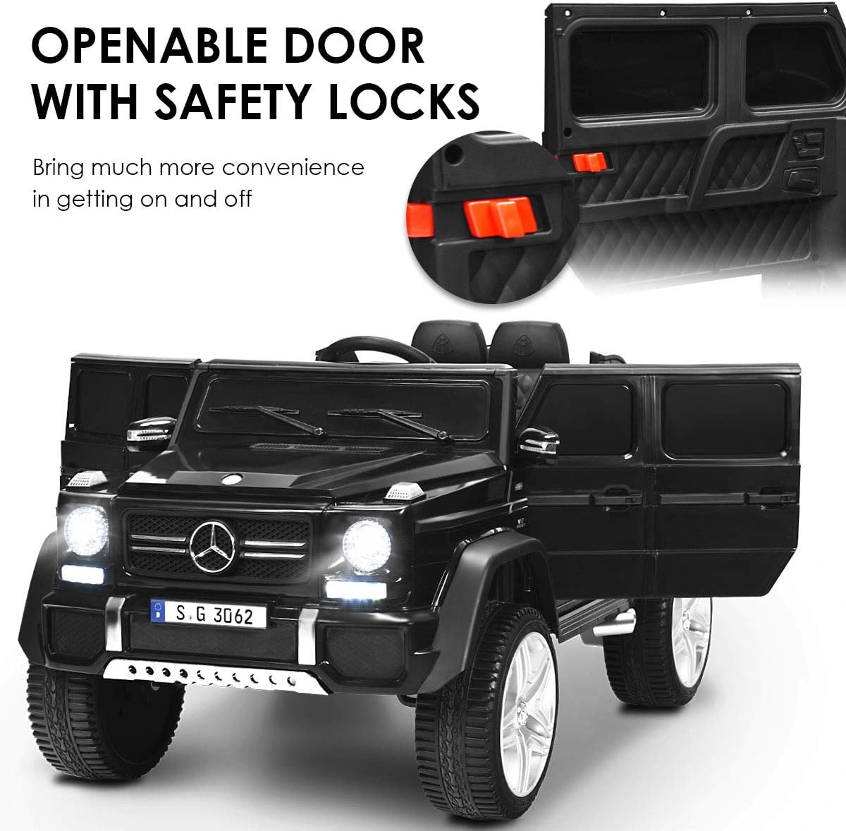 Costzon Ride on Car, Licensed Mercedes-Benz Maybach, 12V Battery Powered Vehicle Toy w/ 2 Motors, Remote Control, 3 Speeds, Lights, Horn, Music, Aux, Storage, Truck, Electric Car for Kids (Black)