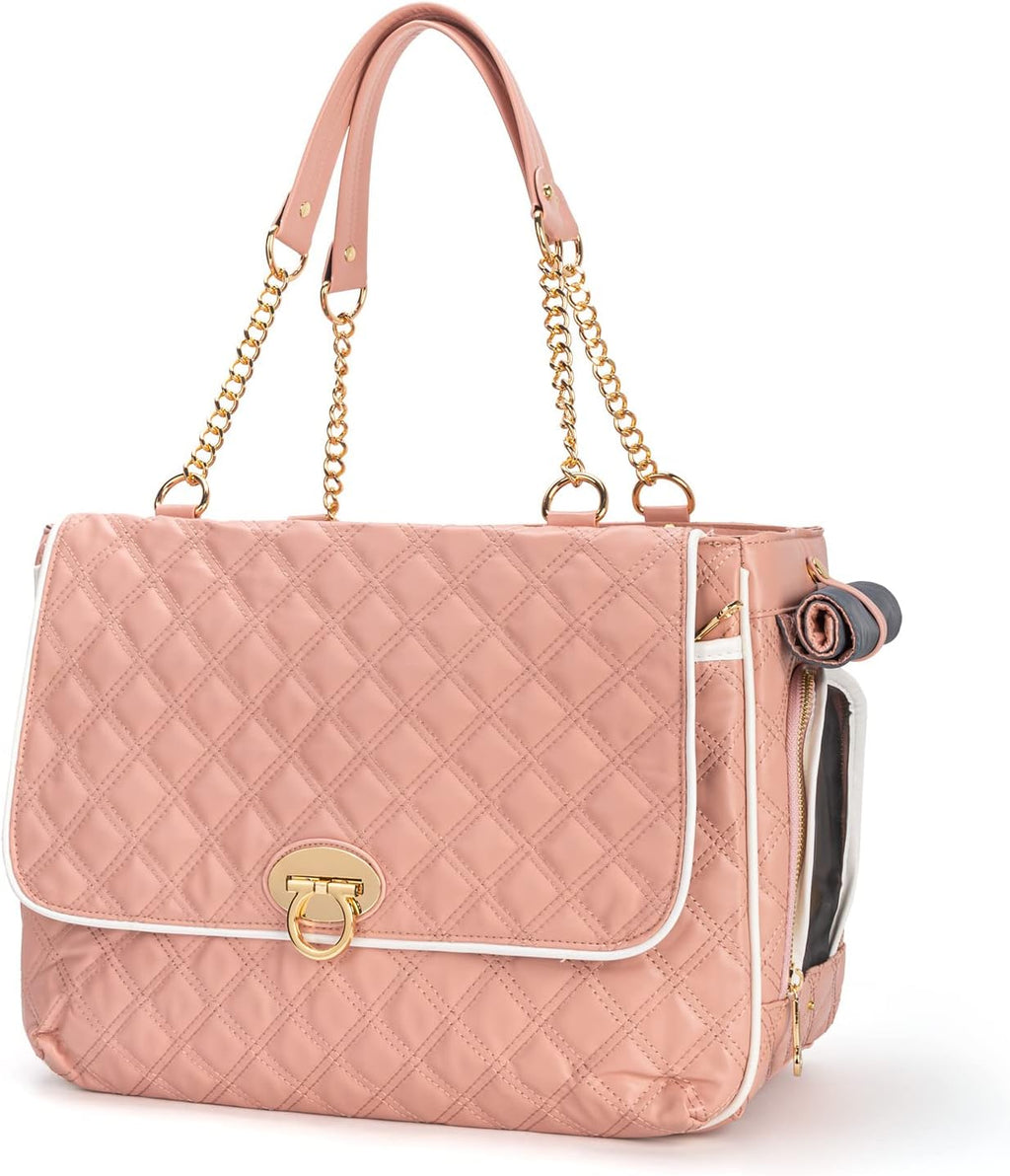 Fashion Pet Carrier Dogs Cat Small Animals Purse Bag, Leather Pet Carriers Dog Puppy Kitten Tote Travel Handbag TSA Airline-Approved