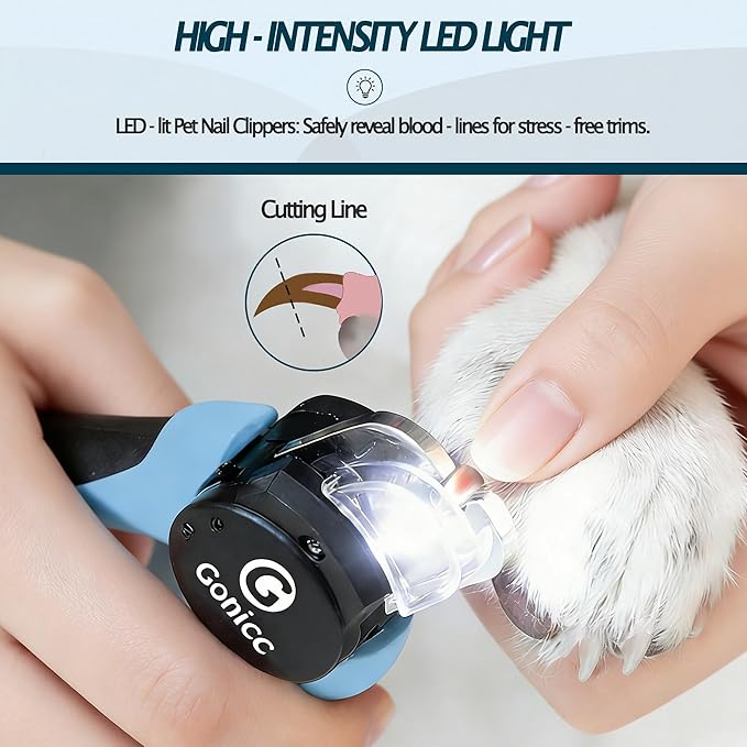 gonicc LED Pet Nail Clippers for Dogs & Cats, Light-Up Dog Nail Trimmer - Image 2