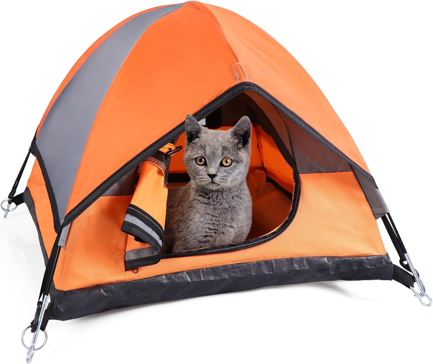 Cat Camping Tent, Cat Tent Bed, Pet Tent for Indoor Cat and Small Dog, Mini Tent (Orange, 21 x 21 x 14 Inches)