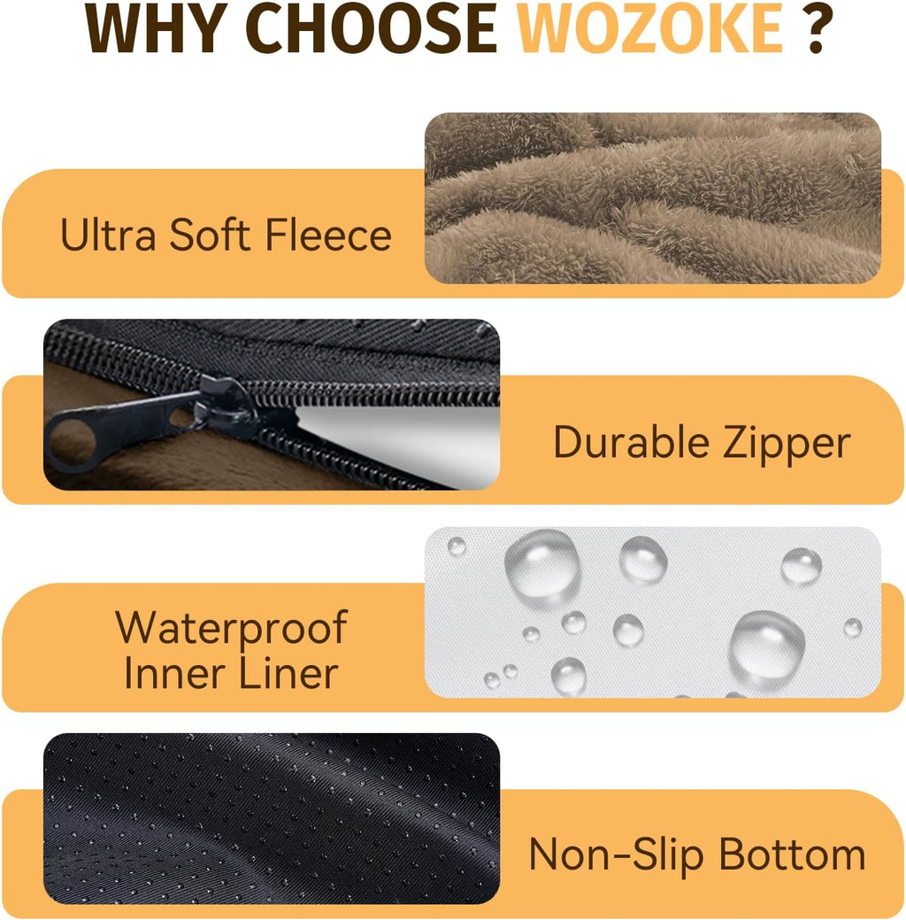 Orthopedic Waterproof Large Dog Bed: Memory Foam Washable Dog Bed with Bolsters - XXL Orthopedic Removable Cover for Medium Large Sized Pet - Non-Slip Bottom - Coffee