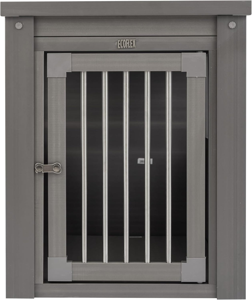 New Age Pet ECOFLEX Dog Crate End Table - Furniture-Style Pet Crate for Crate Trained Dogs - Stainless Steel Tubing & a Latched Closure - 10 Year Manufacturer's Warranty, Medium