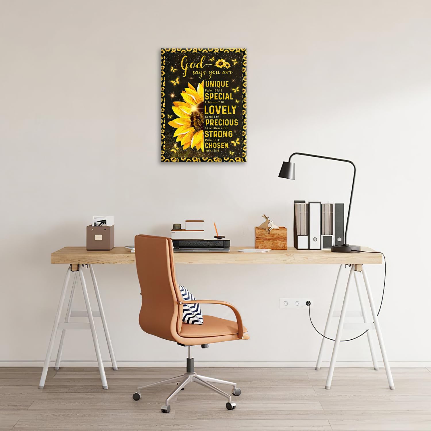 Christian Sunflower Bathroom Pictures Wall Art, Bible Verse Bathroom Wall Decor for Bedroom Office Wall Decorations for Bathroom Living Room Painting Artwork Modern Poster Prints 16"L x 12"W