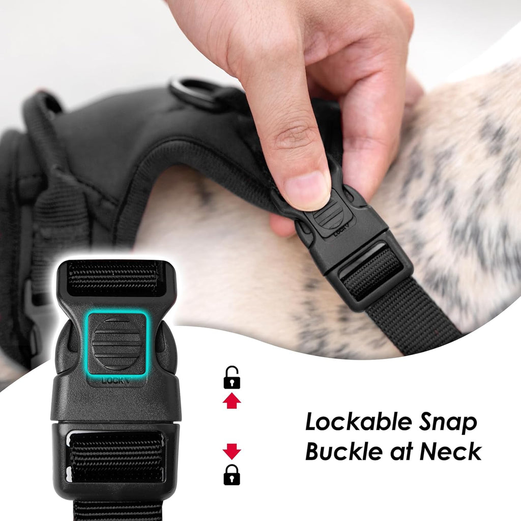 No Pull Dog Harness, Puppy Vest with Front Clip for Small Medium Large Sized Dog(Black,XS)