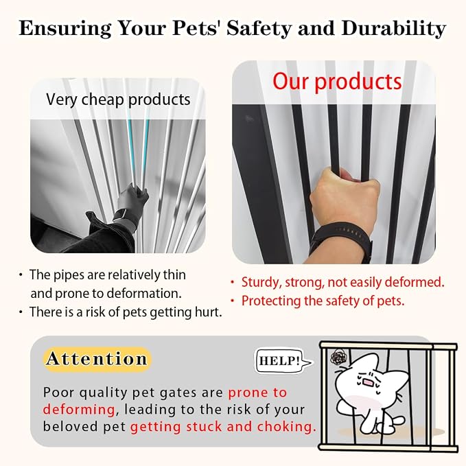 Lumizone Extra Tall Pet Gate 55.12" High Pressure Mounted 34.06"-38.38" Extra - Image 3