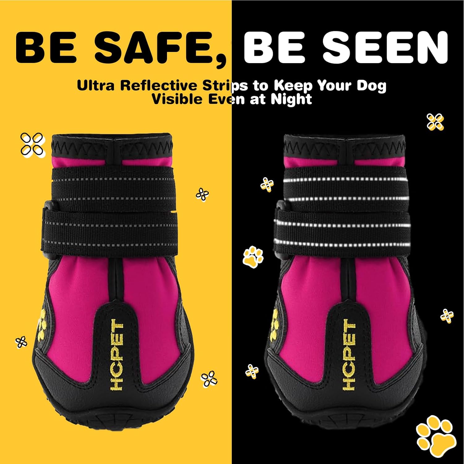 Hcpet Dog Shoes, Dog Boots for Small Dogs, Waterproof Medium Dog Booties Paw Protector for Summer Hot Pavement, Winter Snowy Day, Outdoor Walking, Indoor Hardfloors Anti Slip Sole Pink Size 2