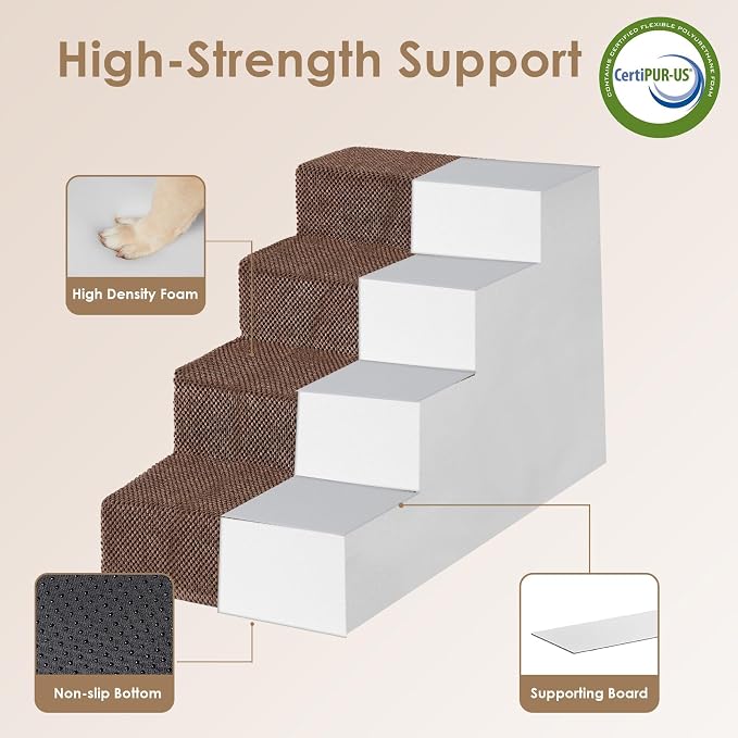 EHEYCIGA Dog Stairs for Bed 20" H, 4-Step Extra Wide Dog Steps for High Bed - Image 3