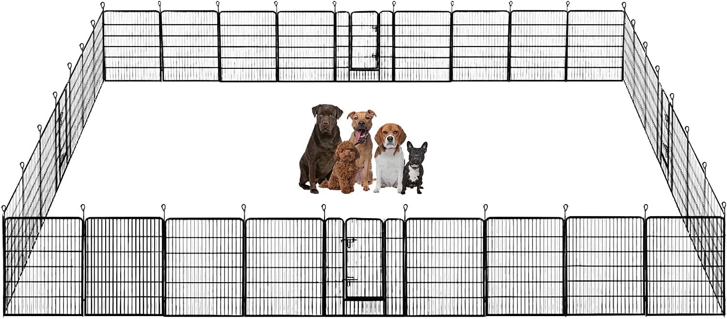 BestPet Dog Playpen Indoor 40 inch 32 Panels Metal Dog Pen Pet Dog Fence Outdoor Exercise Pen with Doors,Pet Puppy Playpen for RV Camping Yard, Black