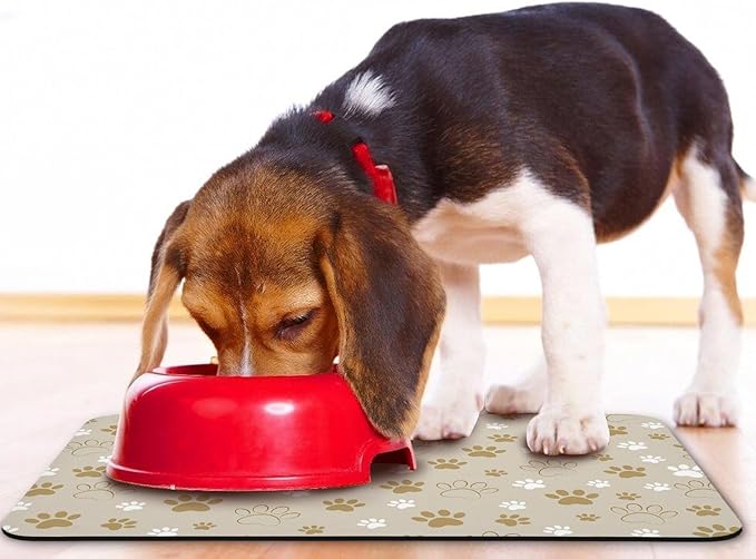 Dog Food Mat, Absorbent Water Bowl Mats Cat Pet Feeding Placemats Beige 24 * 32 - Image 6