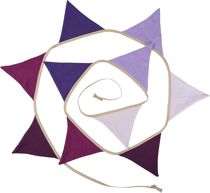 Fabric Bunting Banner, 2 Pack Handmade Neutral String Banner Each 8.5 ft 10 Flags Nursery Wall Hanging Wedding Birthday Home Baby Shower Party Decoration Bunting (Purple)
