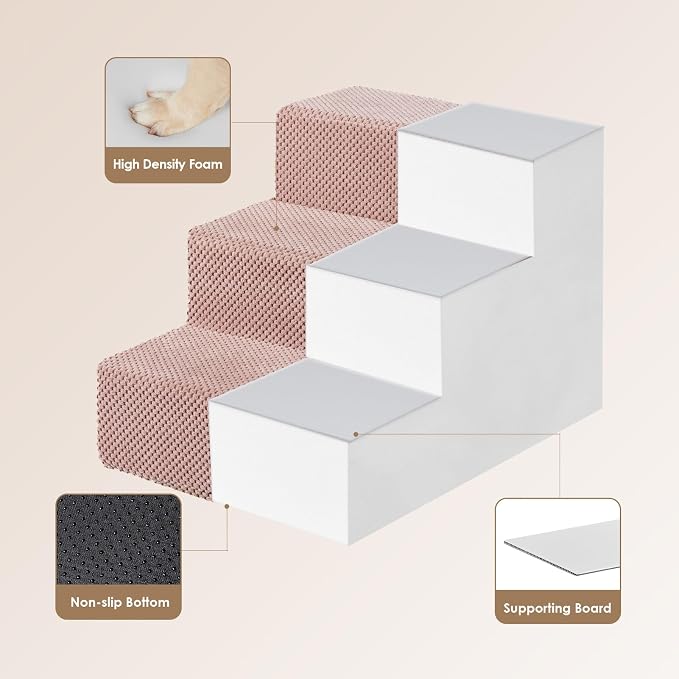 EHEYCIGA Dog Stairs for Small Dogs 13.5" H, 3-Step Dog Steps for Couch Sofa and - Image 3